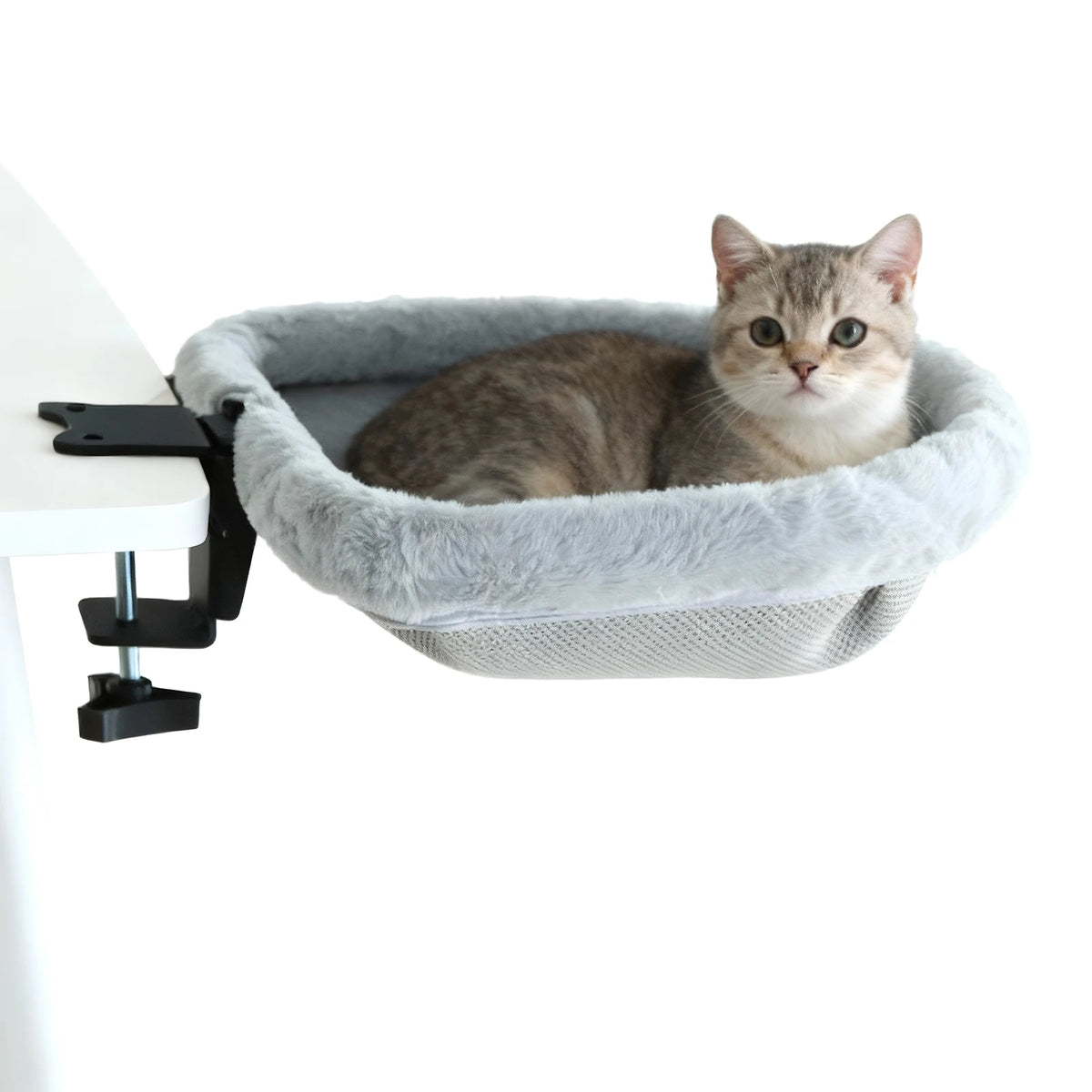 Cat Desk Bed One-Click Folding Sunken Design Space-Saving Semi-Circular Cat Desk Hammock Perch for Home Office Indoor Cats