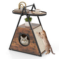 Gabinete Para Gatos Condominio Oculto Con Mesa Auxiliar Casa Para Gatos Con Estante De 2 Niveles Cueva En Forma De a Para Gatos Marrón