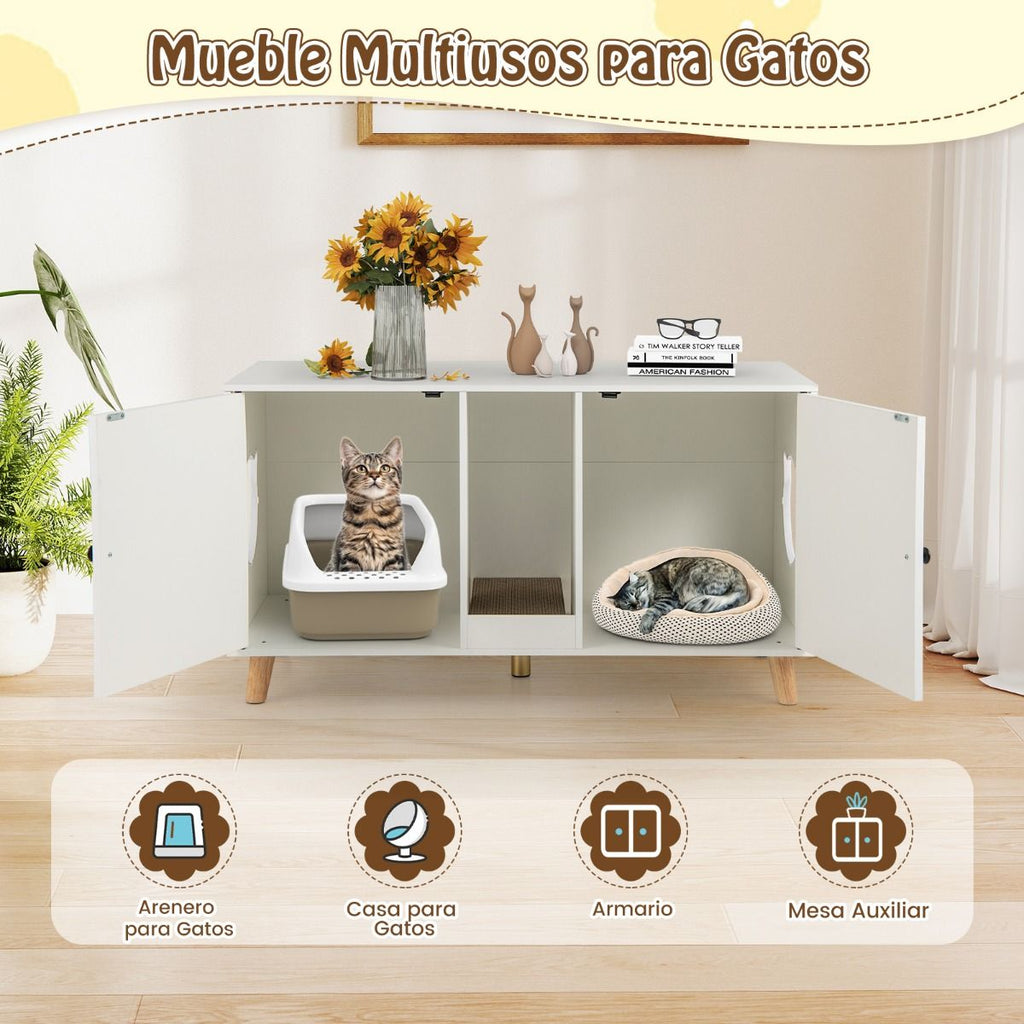 Gabinete Para Caja De Arena De Gatos Tabla De Rascar Casa De Gatos De Interior 108 X 50 X 60 Cm