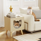 Recinto Para Bandeja De Arena De Gatos Mueble Moderno Para Baño De Gatitos Con Tapa Desmontable Agujero Y Ventana Para Gatos Patas Natural