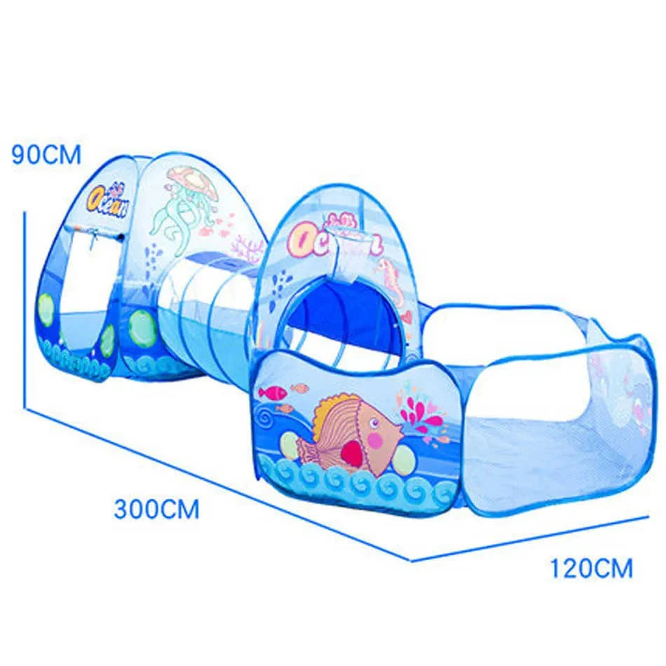 50% RABATT | Kidzone™ | 3-In-1 Spielzelt Mit Tunnel & Bällebad Für Aktive Kinder