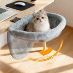 Cat Desk Bed One-Click Folding Sunken Design Space-Saving Semi-Circular Cat Desk Hammock Perch for Home Office Indoor Cats
