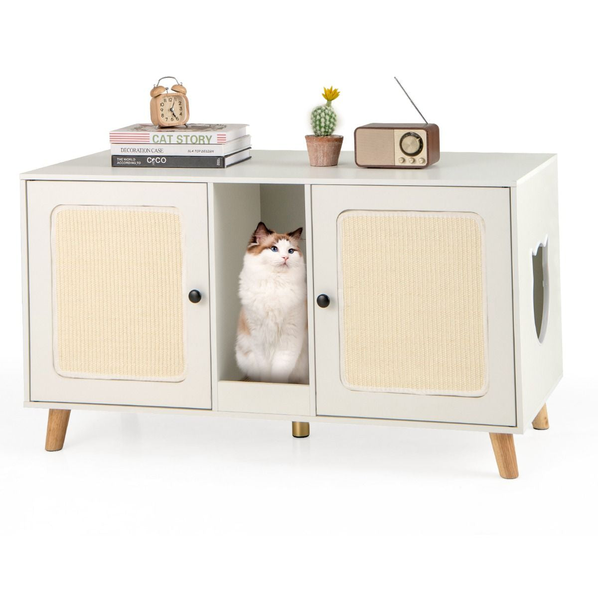 Gabinete Para Caja De Arena De Gatos Tabla De Rascar Casa De Gatos De Interior 108 X 50 X 60 Cm