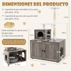 Casa Para Gatos Con Armario Para Almacenar Caja De Arena (No Inluido) Y Torre Rascadora Armario Con Escondite Y División 77,5 X 49 X 132 Cm