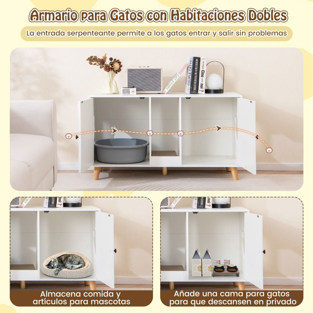 Gabinete Para Caja De Arena De Gatos Tabla De Rascar Casa De Gatos De Interior 108 X 50 X 60 Cm