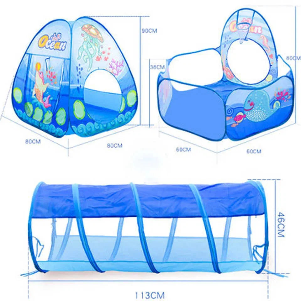 50% RABATT | Kidzone™ | 3-In-1 Spielzelt Mit Tunnel & Bällebad Für Aktive Kinder