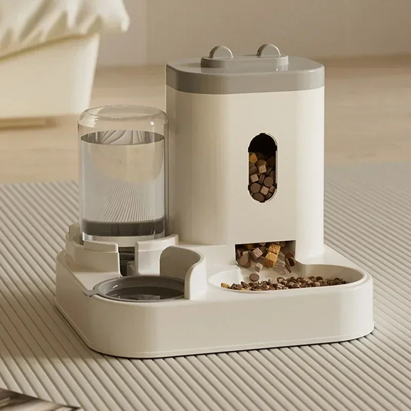 1A-Automatic Feeder Cat Dog Food Bowl with Water Fountain Pet Large Capacity Raised Stand Dish Bowl for Cat Drinker Accessories