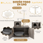 Casa Para Gatos Con Armario Para Almacenar Caja De Arena (No Inluido) Y Torre Rascadora Armario Con Escondite Y División 77,5 X 49 X 132 Cm