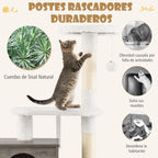 Casa Para Gatos Con Armario Para Almacenar Caja De Arena (No Inluido) Y Torre Rascadora Armario Con Escondite Y División 77,5 X 49 X 132 Cm