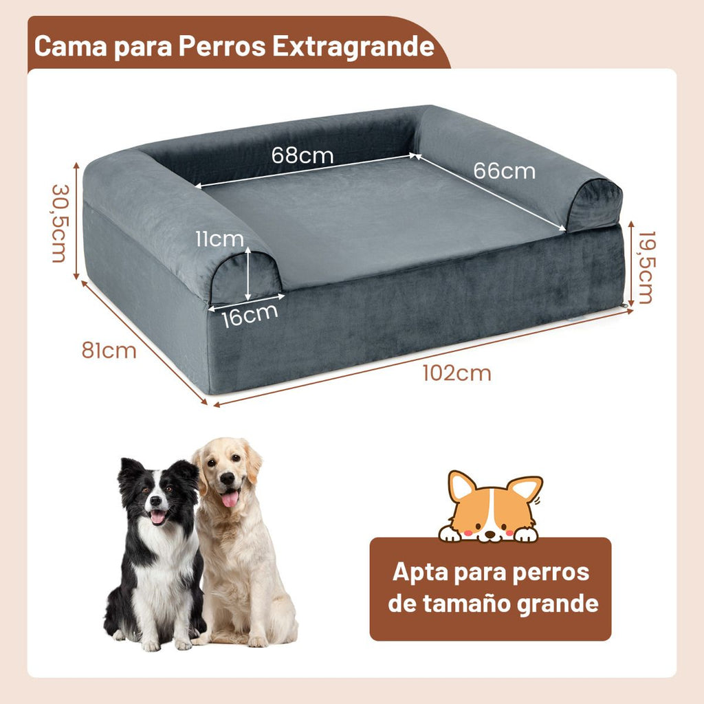 Cama De Gel Refrescante Para Perros Con Fondo Antideslizante Soporte De Espuma Gruesa De 2 Capas Funda Extraíble 102 X 81 X 30,5 Cm Gris