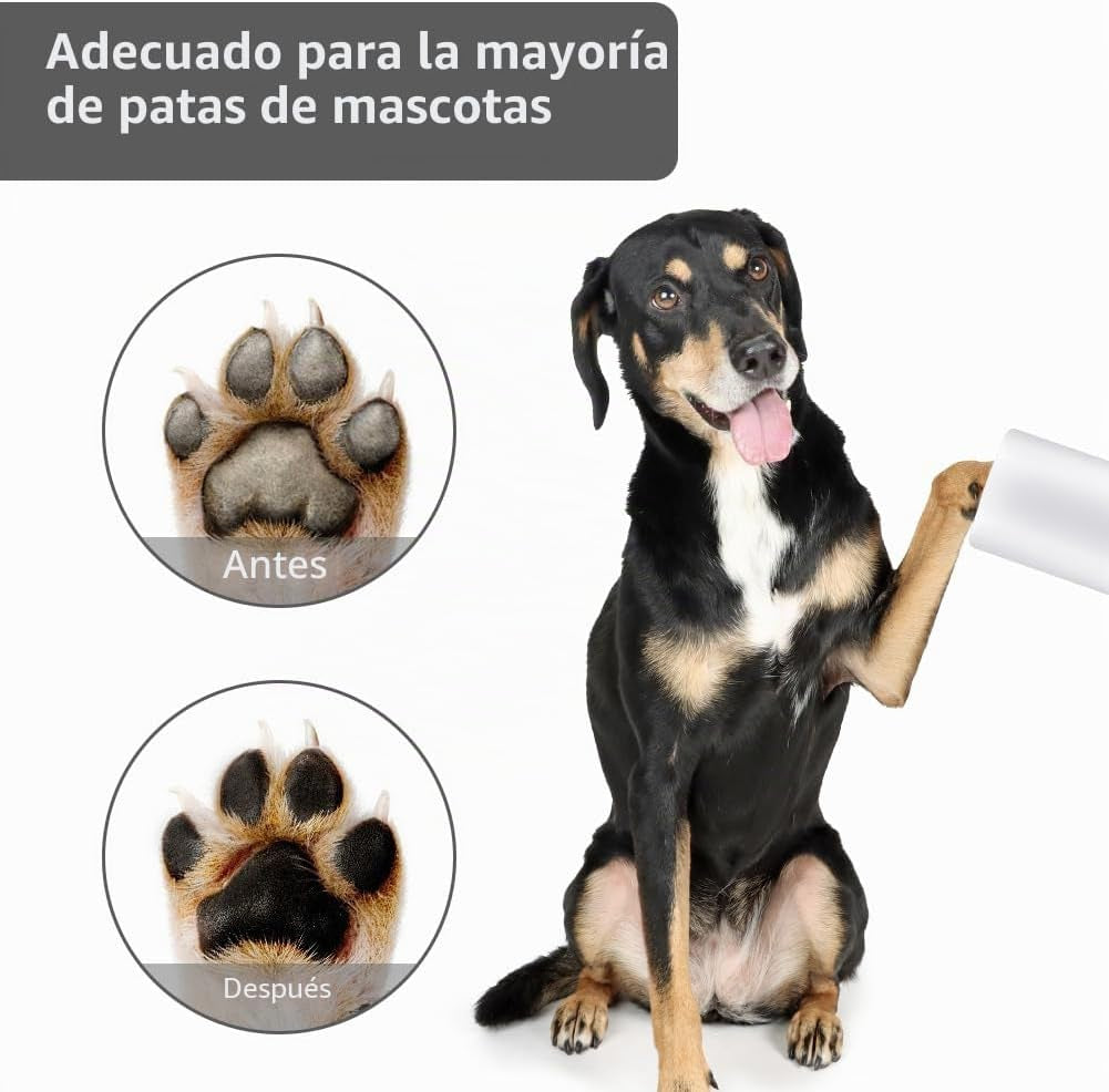 Limpiador Patas Perro, Lava Patas Con Toalla, Blanco Grisáceo