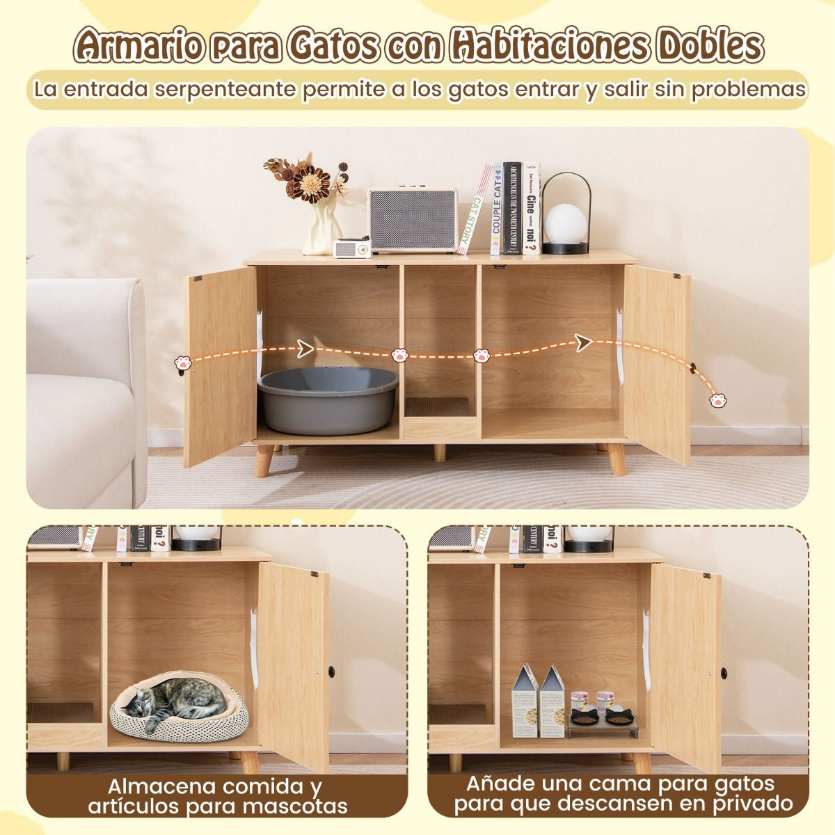 Gabinete Para Caja De Arena De Gatos Tabla De Rascar Casa De Gatos De Interior 108 X 50 X 60 Cm