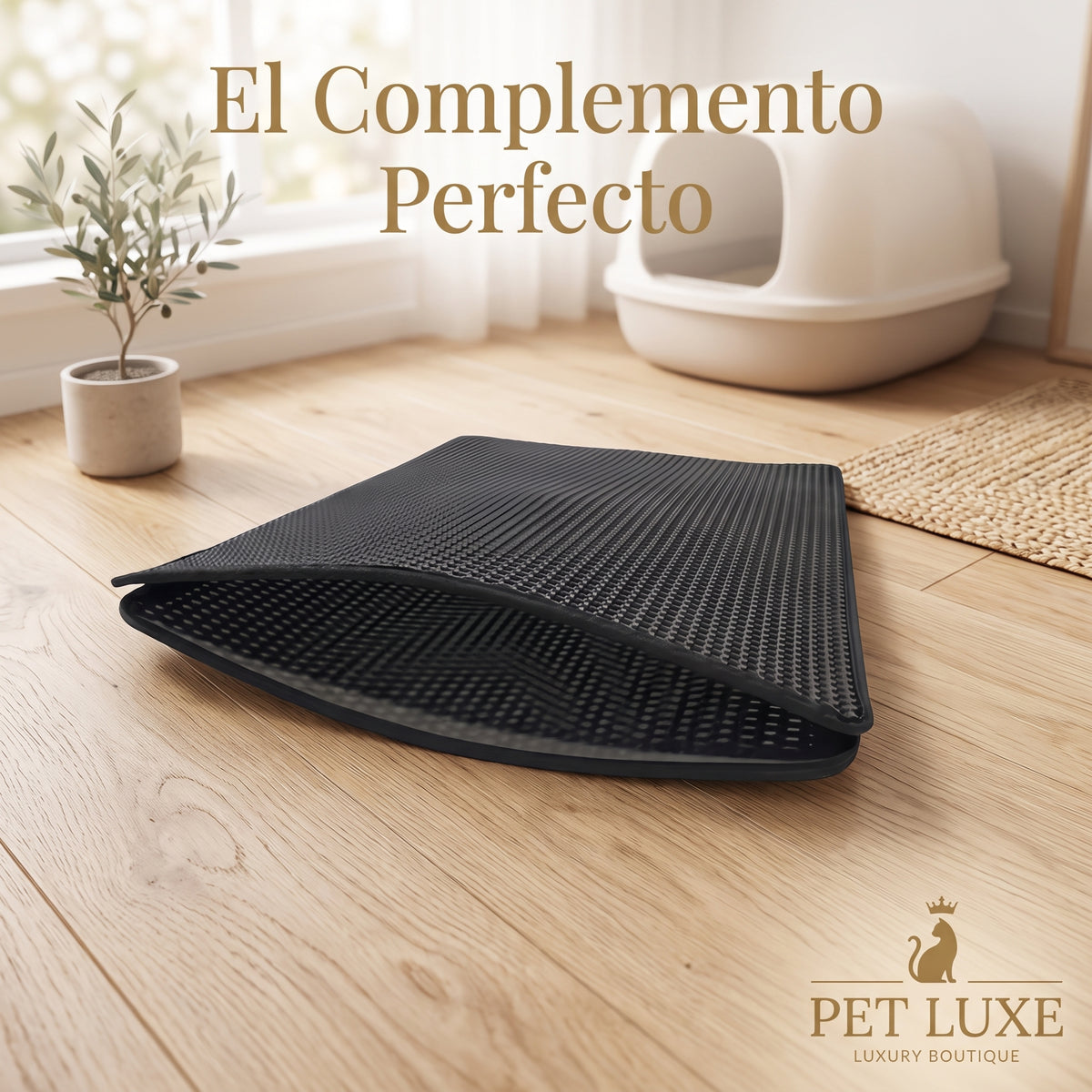 Alfombrilla para Arena de Gatos de Doble Capa EVA (55x75 cm) | Mat Atrapa-Arena Impermeable y Lavable