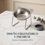 Comedero Elevado de Acero Inoxidable con Inclinación de 15° para Gatos