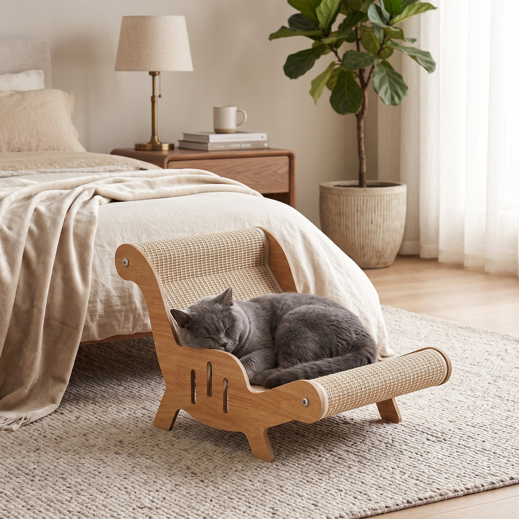 Cama Rascador Elevada de Sisal para Gatos | Nido de Descanso y Juego Antideslizante