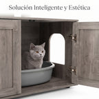 Casa Para Gatos Con Armario Para Almacenar Caja De Arena (No Inluido) Y Torre Rascadora Armario Con Escondite Y División 77,5 X 49 X 132 Cm