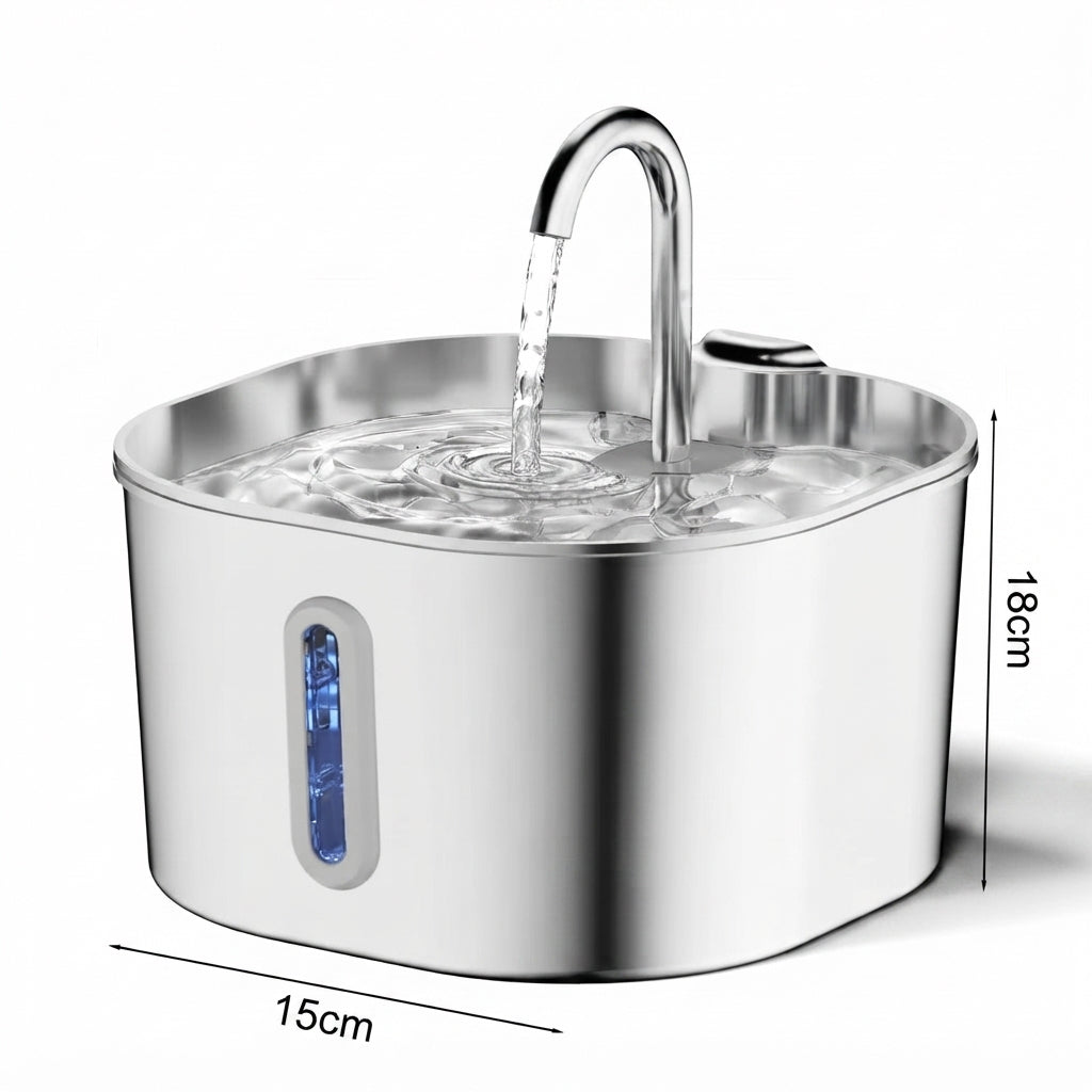 Fuente de Agua Automática en Acero Inoxidable para Gatos | 2.2L