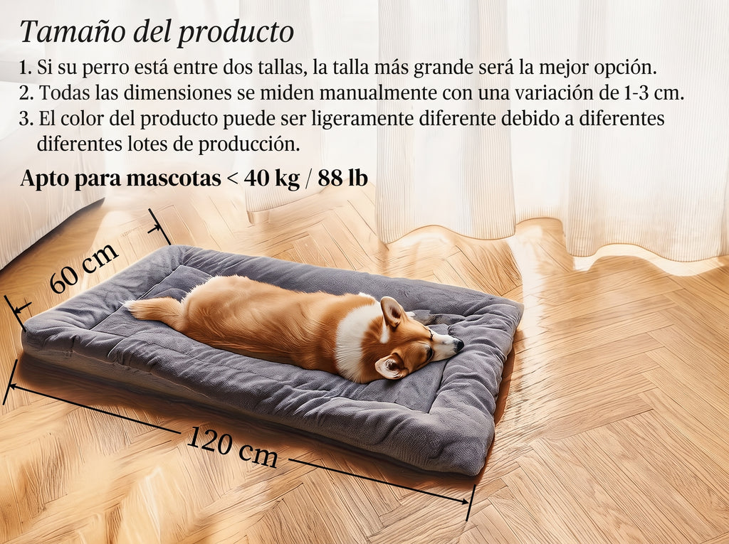 Cama Colchoneta Acolchada de Felpa para Perros Grandes y Medianos (120x60 cm) – Extra Suave y Lavable