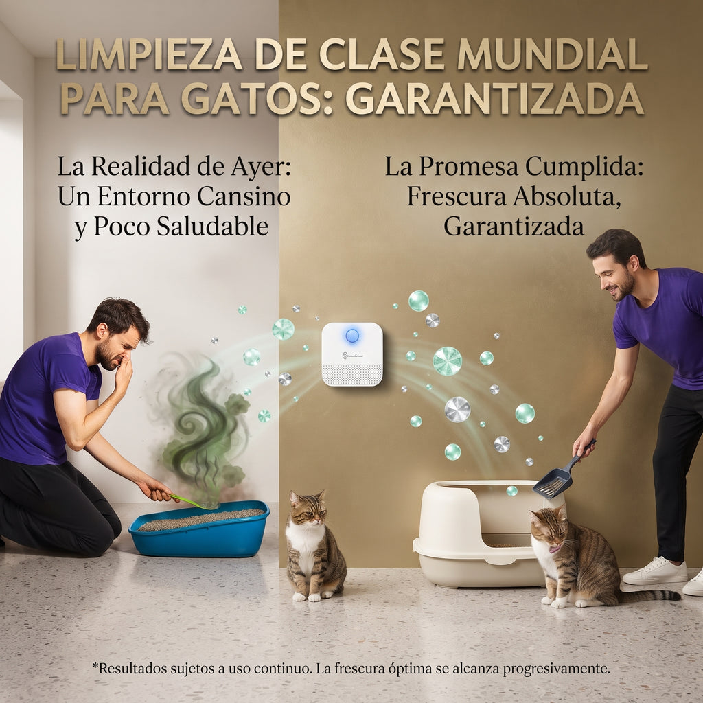 Purificador y Desodorizador Inteligente para Areneros de Gatos (4000 mAh) – Neutralizador de Olores y Polvo