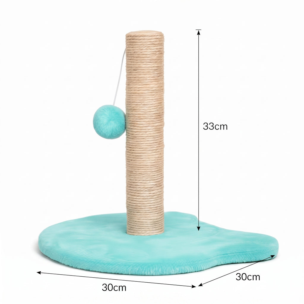 Poste Rascador Compacto para Gatos con Base Estable y Pelota Colgante de Juego