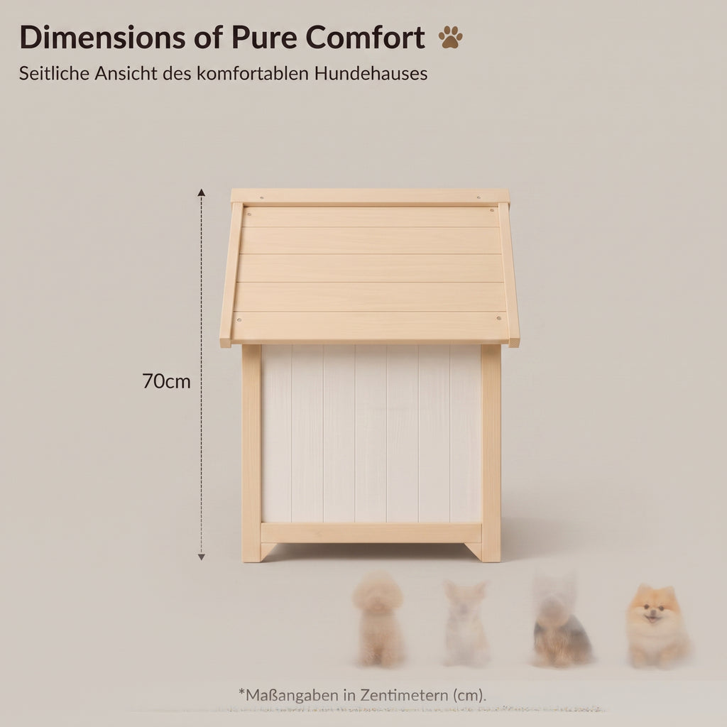 Caseta de Madera Maciza para Perros Pequeños y Gatos – Casa Refugio de Interior y Exterior con Tejado a Dos Aguas
