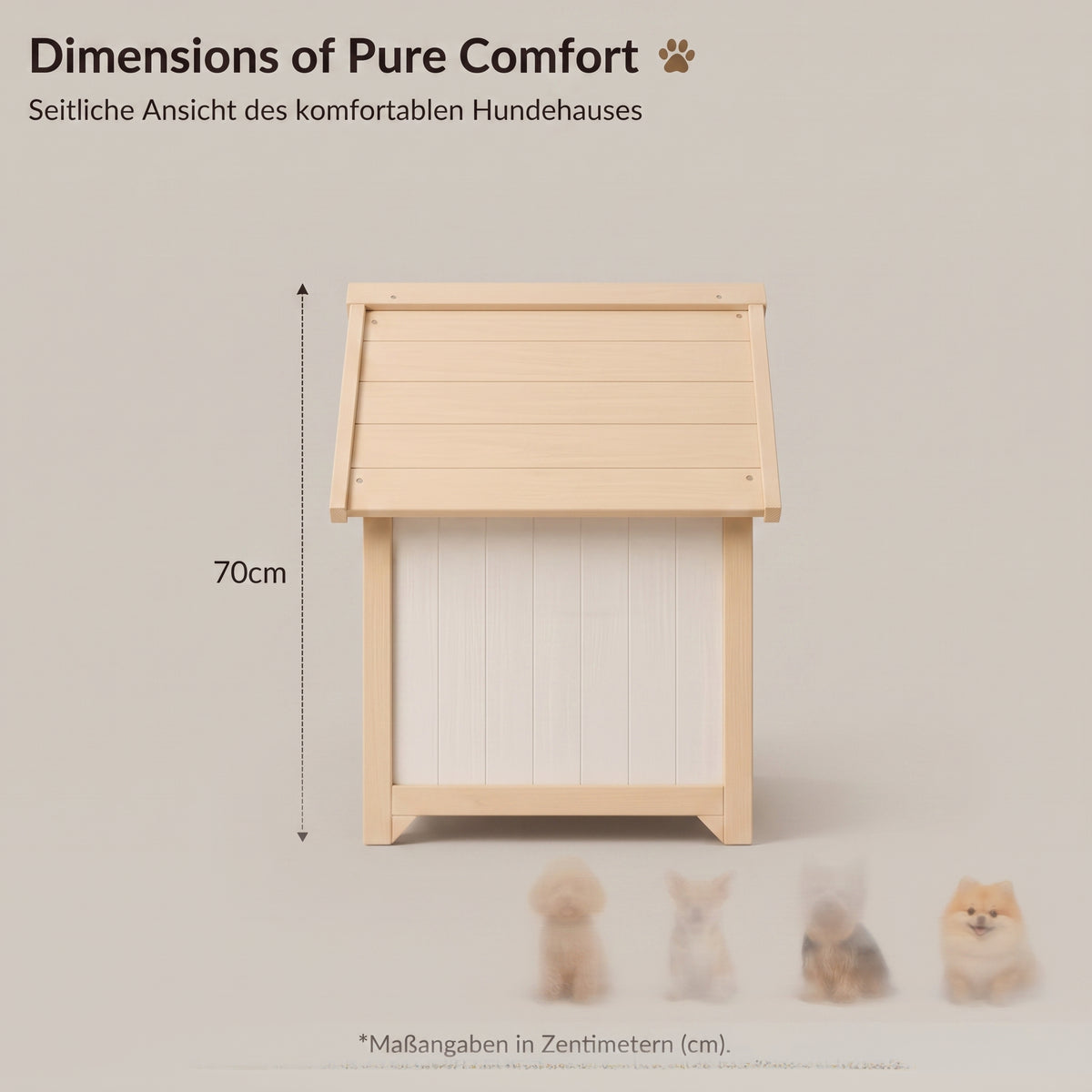 Caseta de Madera Maciza para Perros Pequeños y Gatos – Casa Refugio de Interior y Exterior con Tejado a Dos Aguas