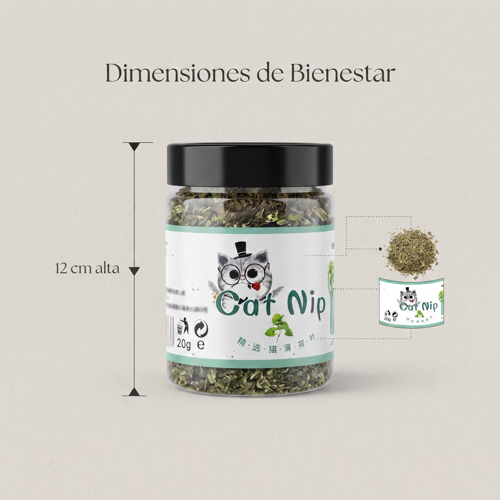 Hierba Gatera Natural en Hojas (Catnip Orgánico 100%) – Estimulante y Relajante para Gatos (Bote 20g)