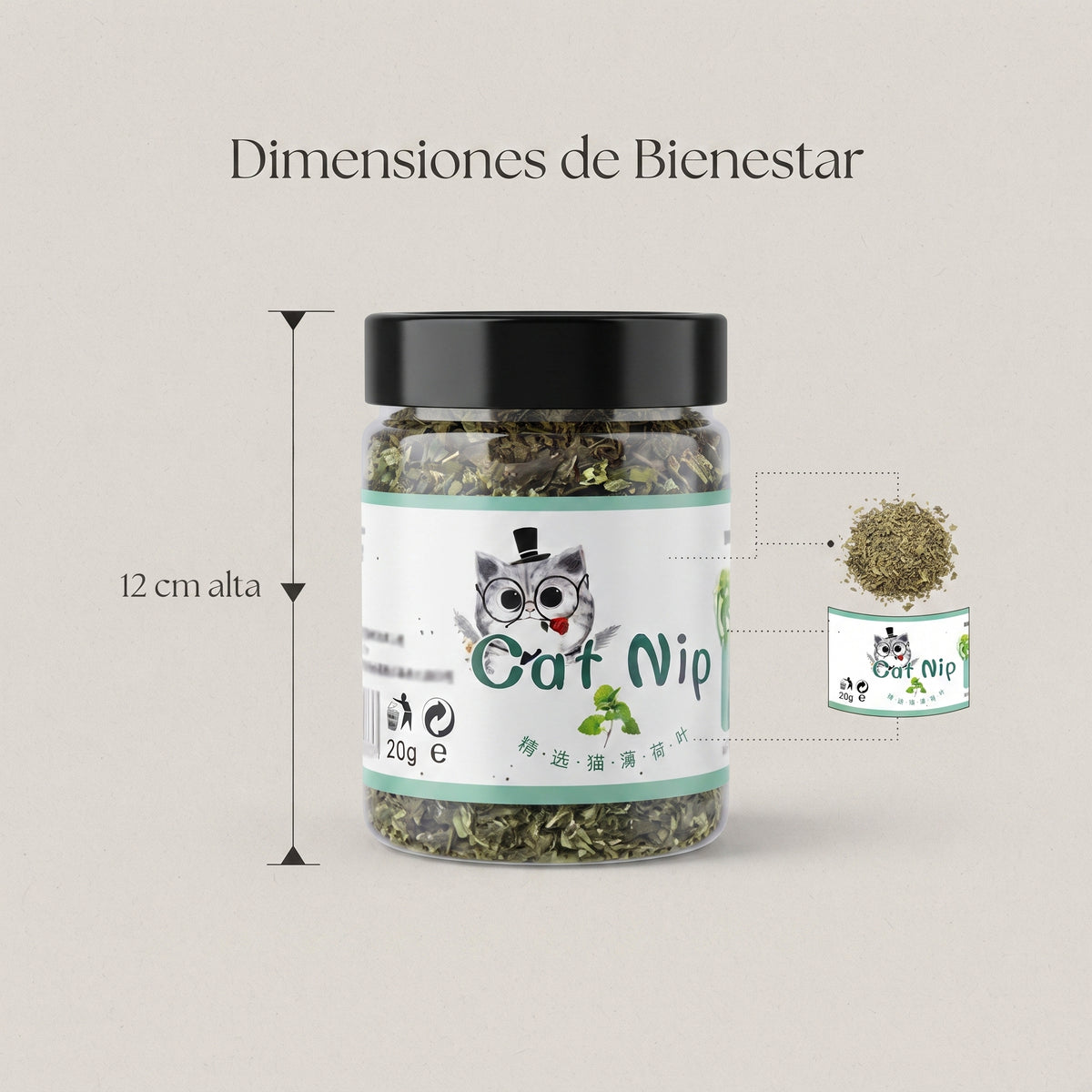 Hierba Gatera Natural en Hojas (Catnip Orgánico 100%) – Estimulante y Relajante para Gatos (Bote 20g)