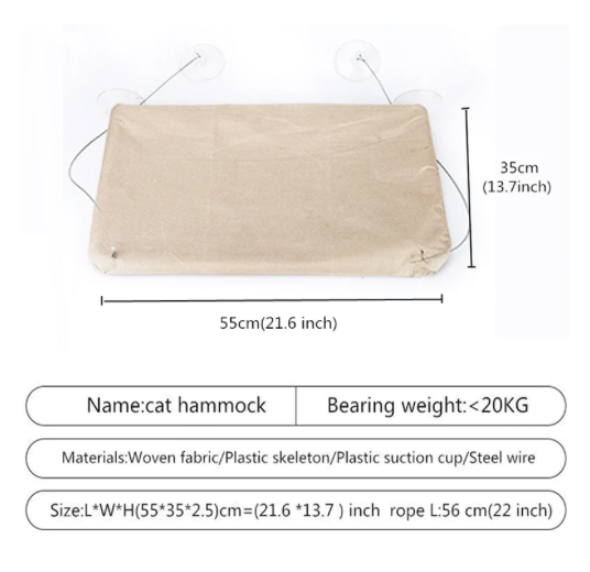 Hamaca Colgante de Ventana para Gatos | Cama Flotante y Asiento de Sol (Soporta hasta 20 kg)
