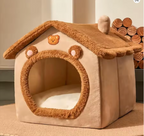 Casita Cueva Térmica 2 en 1 para Perros Pequeños y Gatos – Cama Nido Plegable y Lavable de Felpa