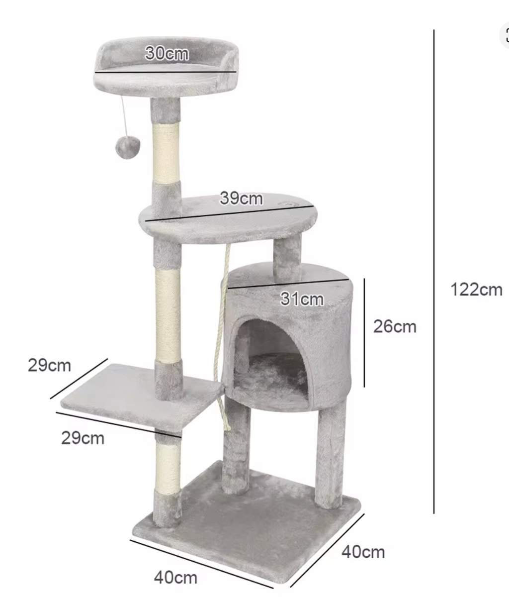 Árbol Rascador Multinivel para Gatos – Torre de Actividades con Cuevas, Hamaca, Escalera de Sisal y Miradores Acolchados