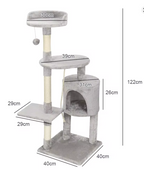 Árbol Rascador Multinivel para Gatos – Torre de Actividades con Cuevas, Hamaca, Escalera de Sisal y Miradores Acolchados