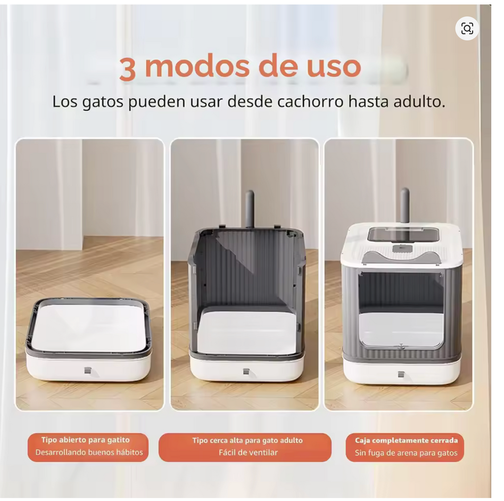 Arenero Cerrado para Gatos con Cajón Deslizante – Bandeja Sanitaria con Doble Entrada/Salida Antisalpicaduras y Pala Higiénica