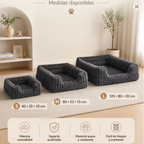 Cama Sofá Ortopédica Antiestrés para Perros y Gatos – Colchón Ergonómico de Pana Acolchada con Funda Extraíble y Lavable