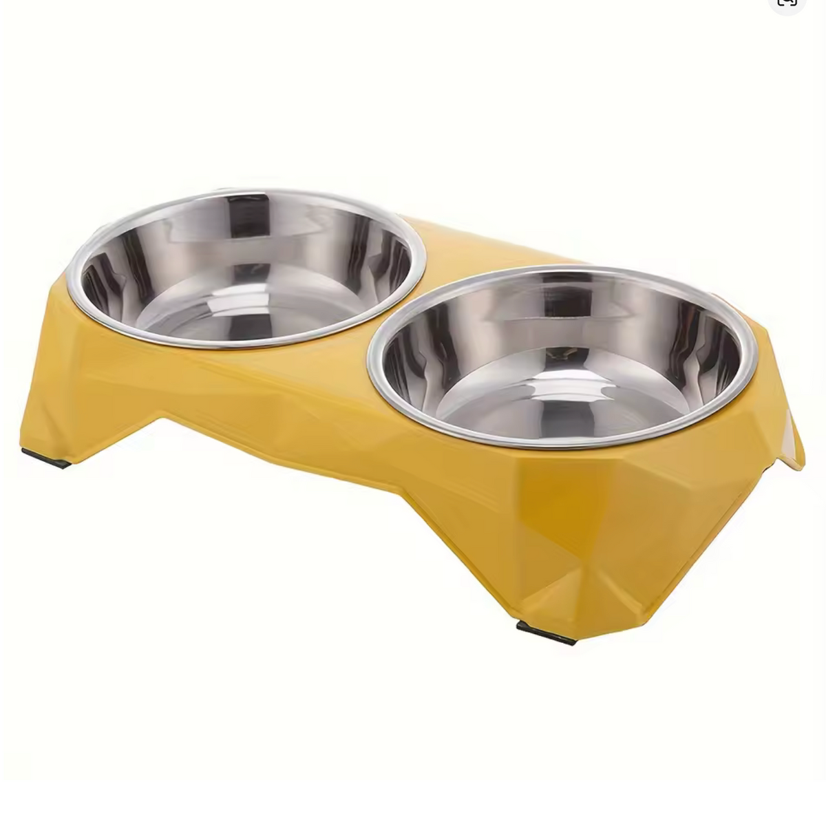 Comedero Doble Elevado para Perros y Gatos – Soporte Ergonómico Geométrico con Cuencos de Acero Inoxidable Extraíbles y Base Antideslizante