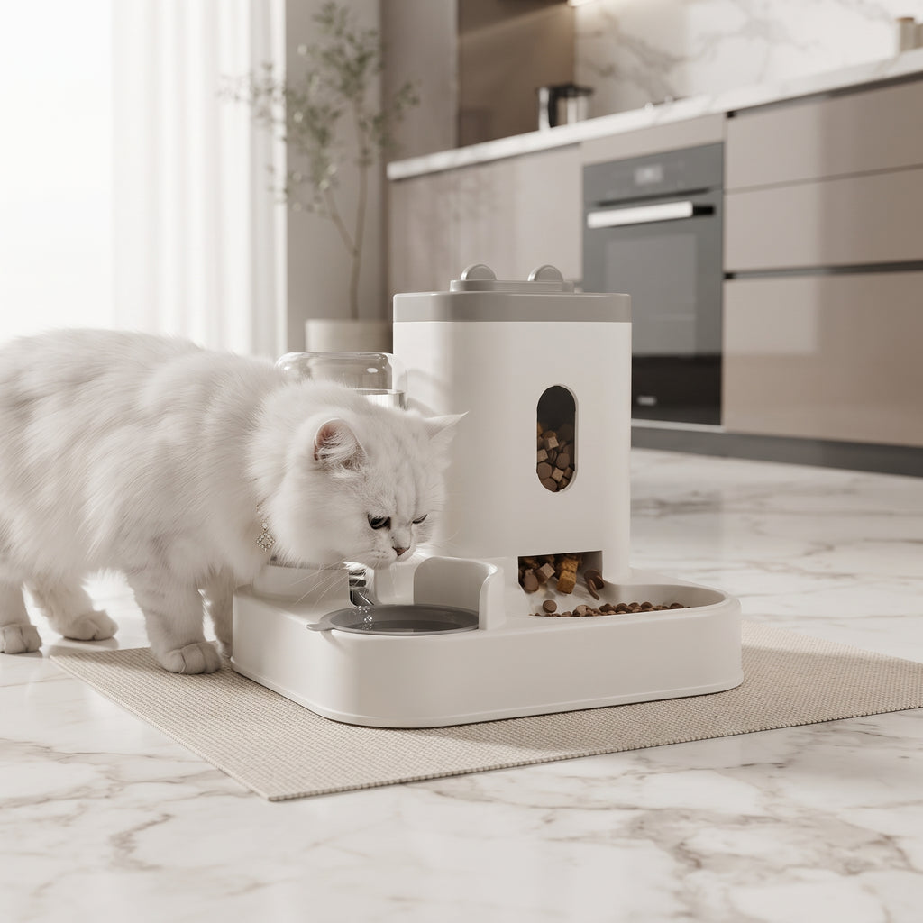 Comedero y Bebedero Automático 2 en 1 para Mascotas – Gran Capacidad y Dispensador Antiatascos