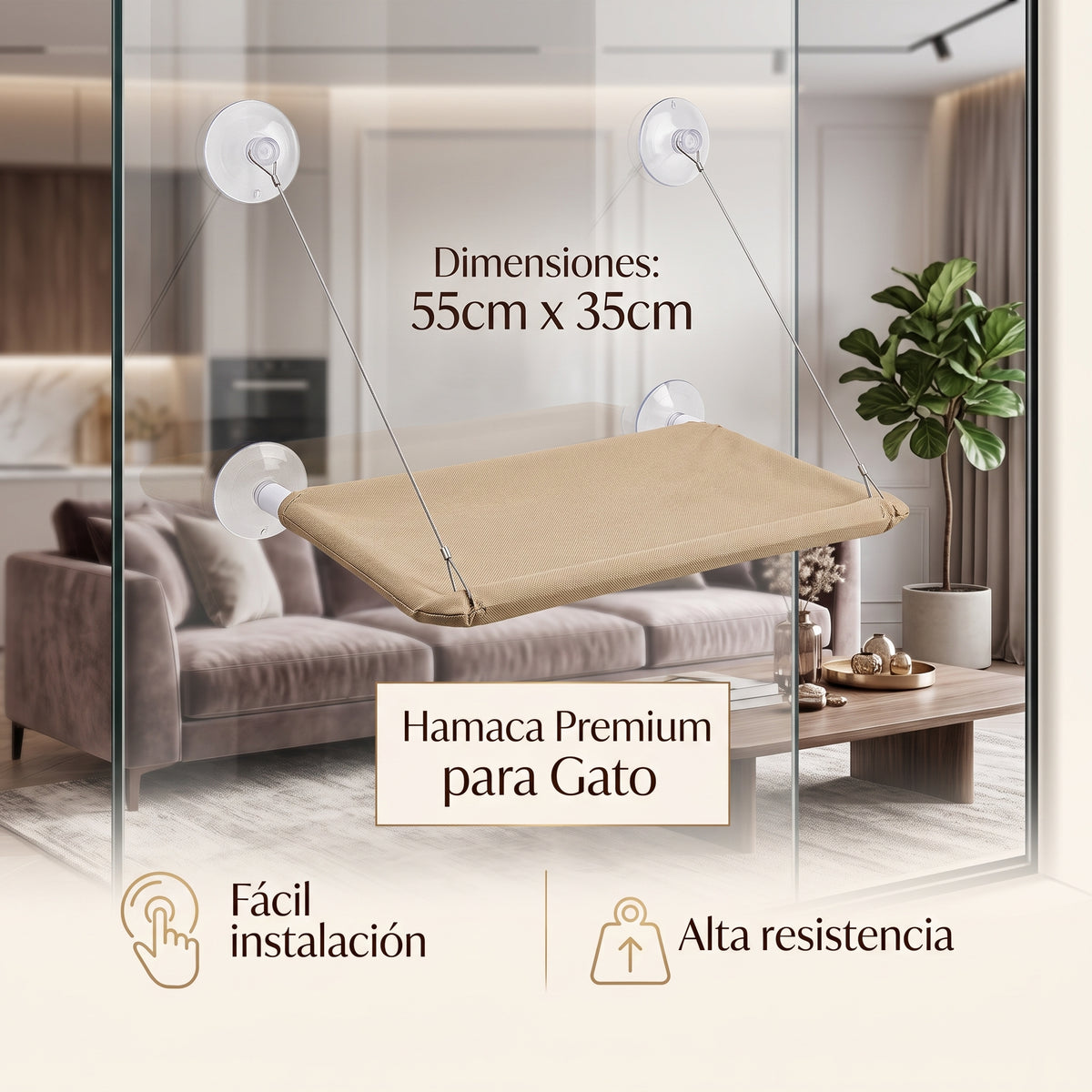 Hamaca Colgante de Ventana para Gatos | Cama Flotante y Asiento de Sol (Soporta hasta 20 kg)