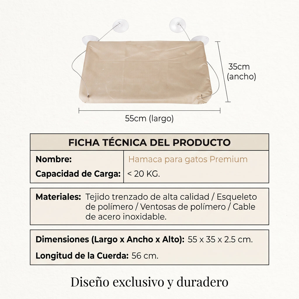 Hamaca Colgante de Ventana para Gatos | Cama Flotante y Asiento de Sol (Soporta hasta 20 kg)