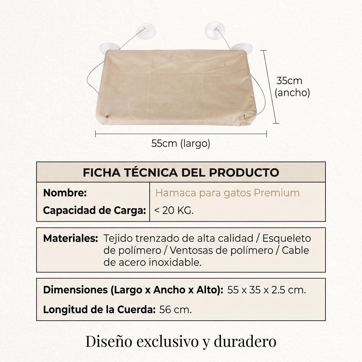 Hamaca Colgante de Ventana para Gatos | Cama Flotante y Asiento de Sol (Soporta hasta 20 kg)