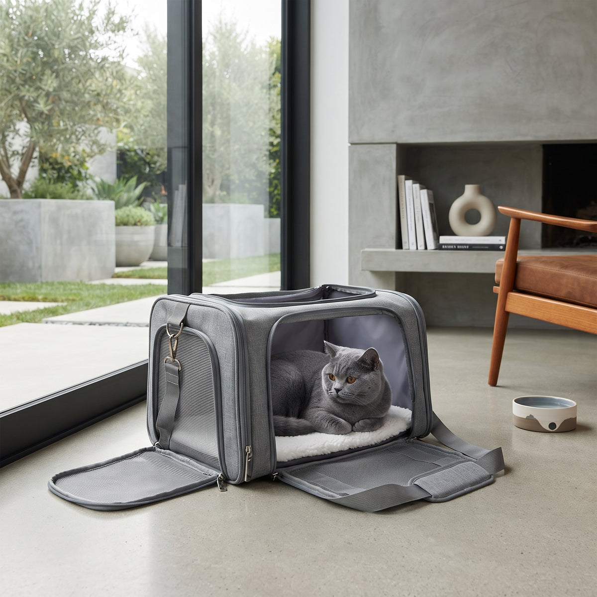 Bolsa de Transporte Homologada para Mascotas – Transportín Transpirable para Perros y Gatos (Cabina de Avión, Tren y Coche)