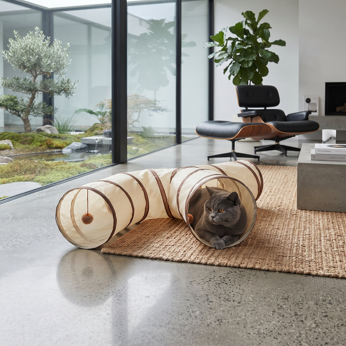 Túnel de Juego Plegable e Interactivo para Gatos – Refugio de Entretenimiento con Pelota Colgante