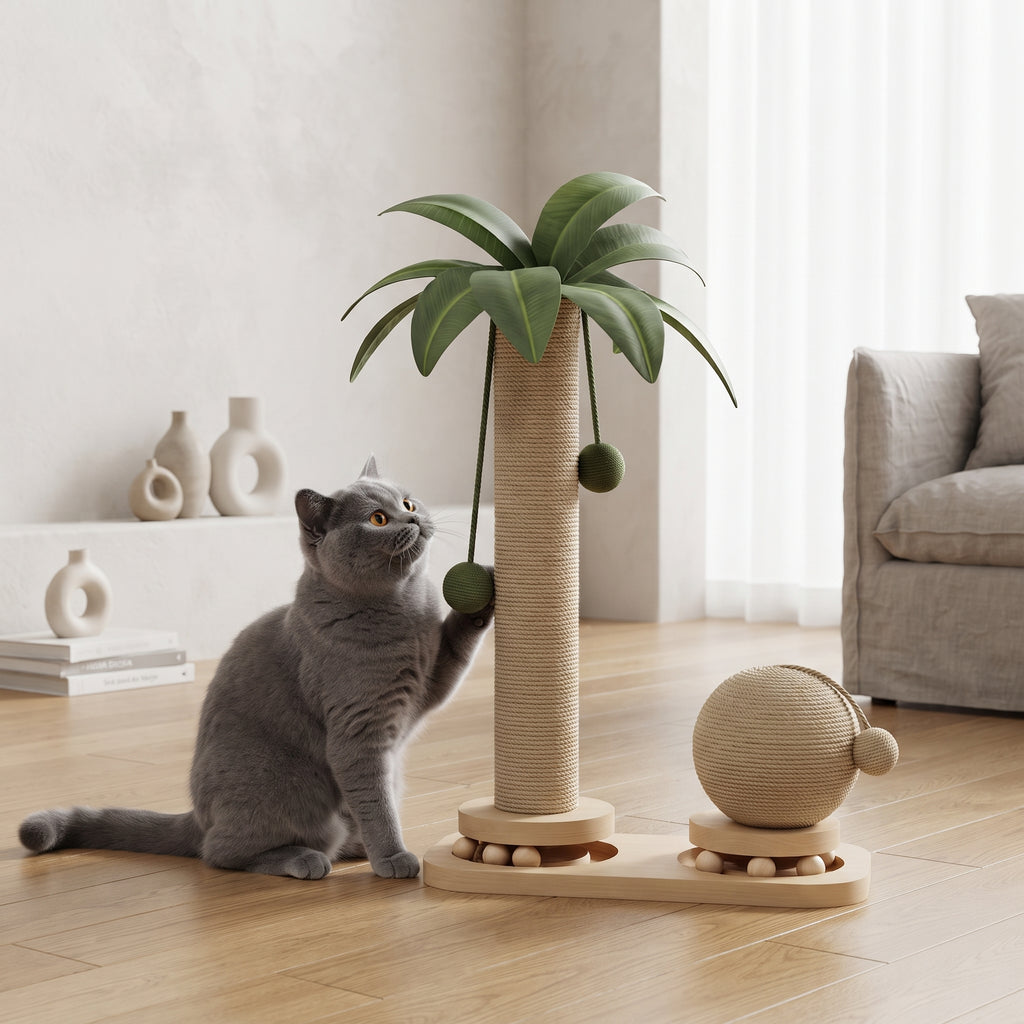 Rascador Torre con Diseño de Palmera de Coco y Sisal para Gatos