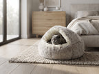 Cama Cueva 2 en 1 de Felpa Suave y Térmica para Gatos y Perros Pequeños – Saco de Dormir Antiansiedad