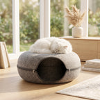 Túnel Cama en Forma de Donut para Gatos - Juguete Interactivo 2 en 1