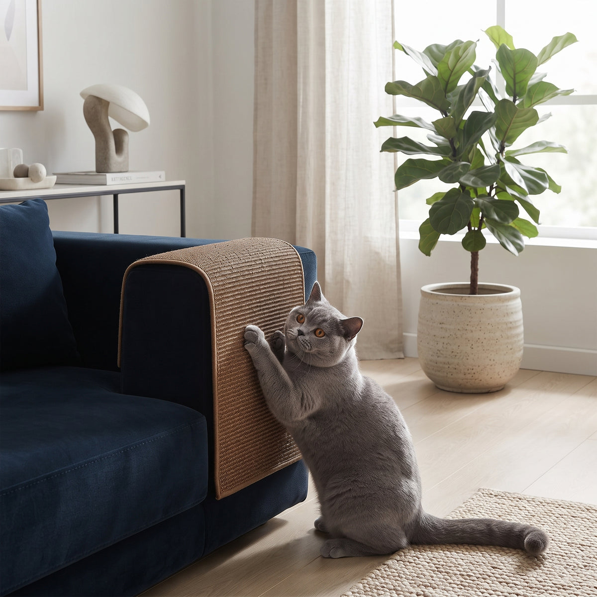 Alfombra Rascador de Sisal Natural para Gatos | Protector de Muebles