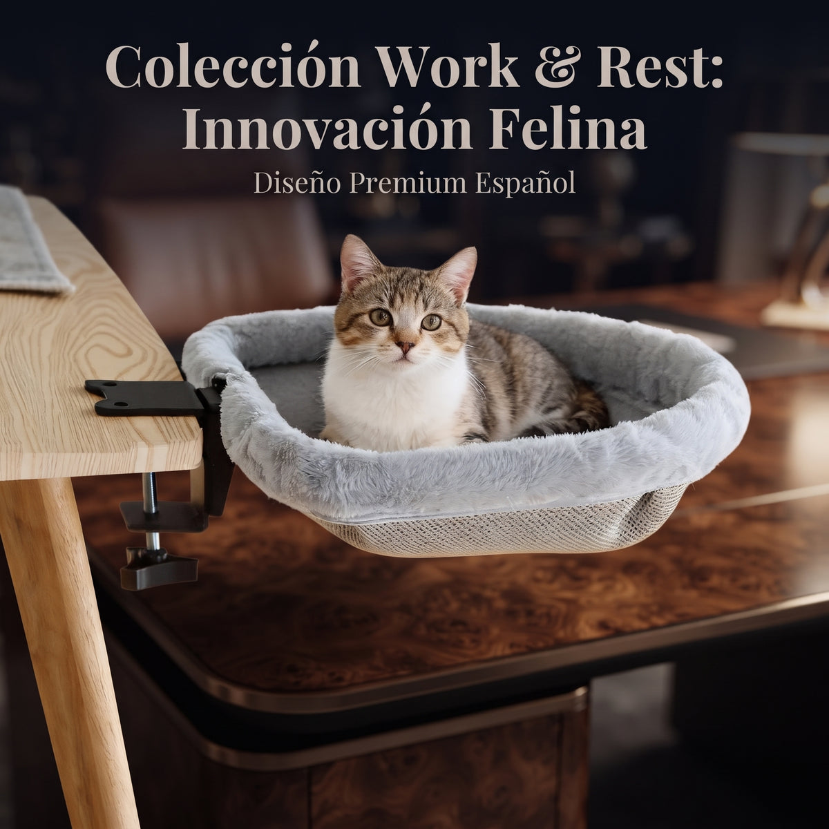 Cama Plegable de Escritorio para Gatos - Hamaca Ahorra Espacio