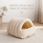 Cama Cueva Térmica de Pana para Gatos y Perros Pequeños – Nido Acolchado Antiansiedad con Cojín Extraíble y Lavable