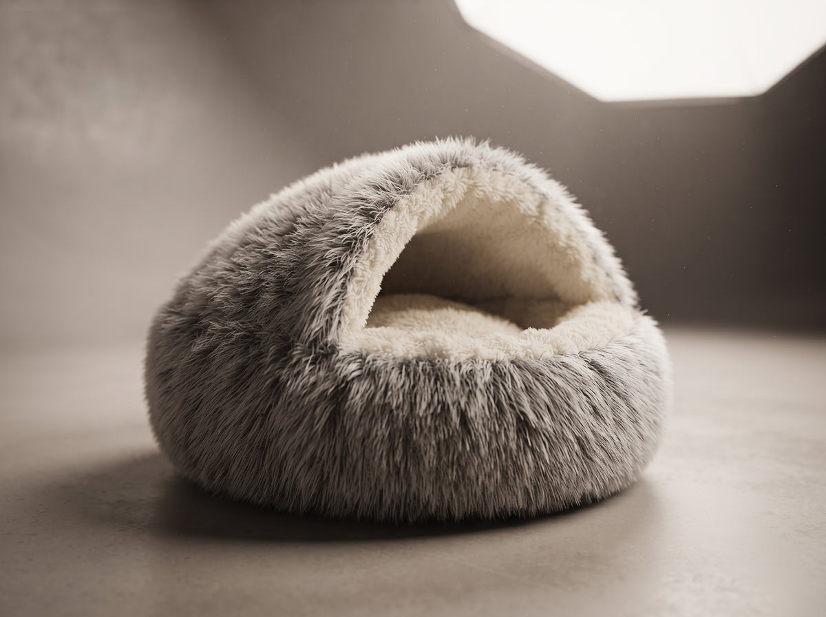 Cama Cueva 2 en 1 de Felpa Suave y Térmica para Gatos y Perros Pequeños – Saco de Dormir Antiansiedad