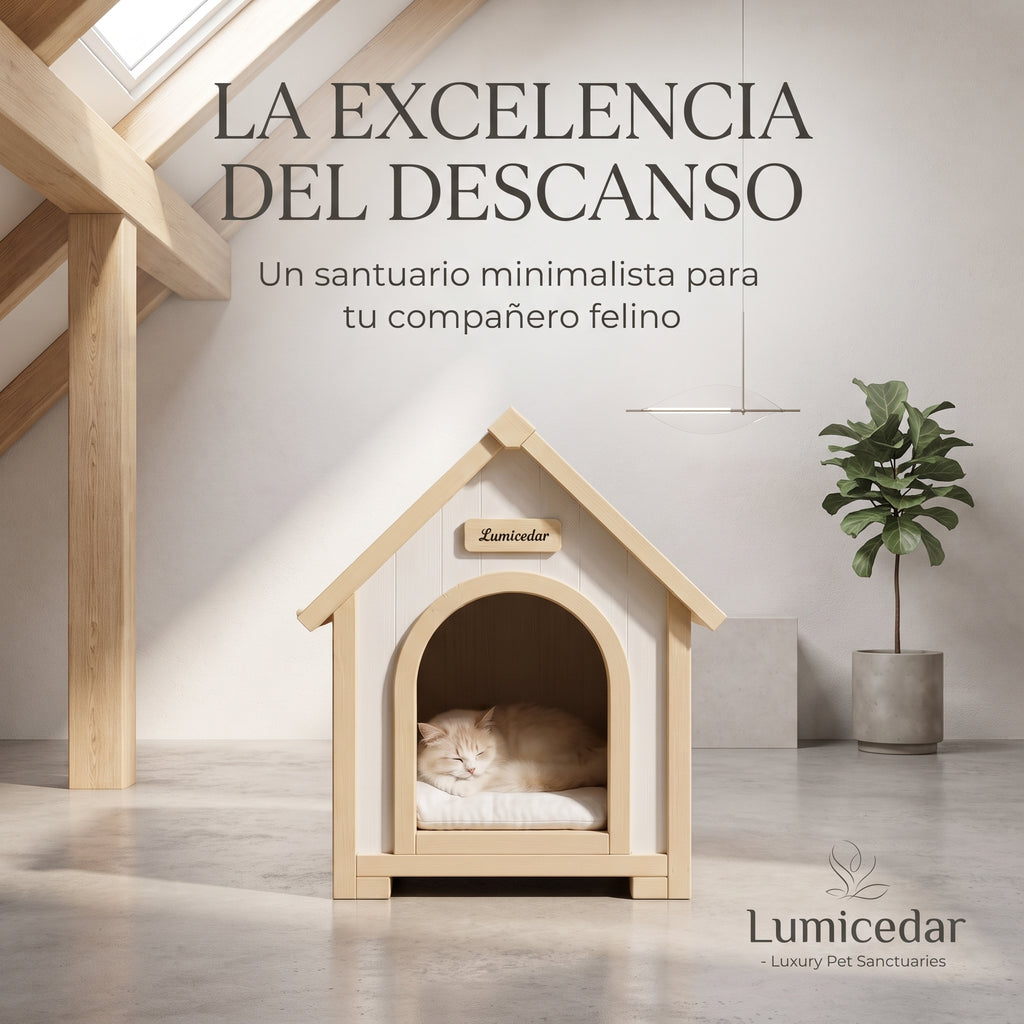 Caseta de Madera Maciza para Perros Pequeños y Gatos – Casa Refugio de Interior y Exterior con Tejado a Dos Aguas