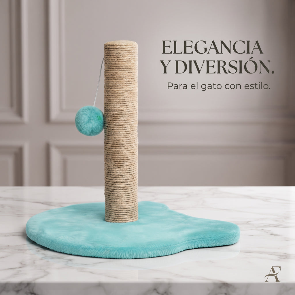 Poste Rascador Compacto para Gatos con Base Estable y Pelota Colgante de Juego